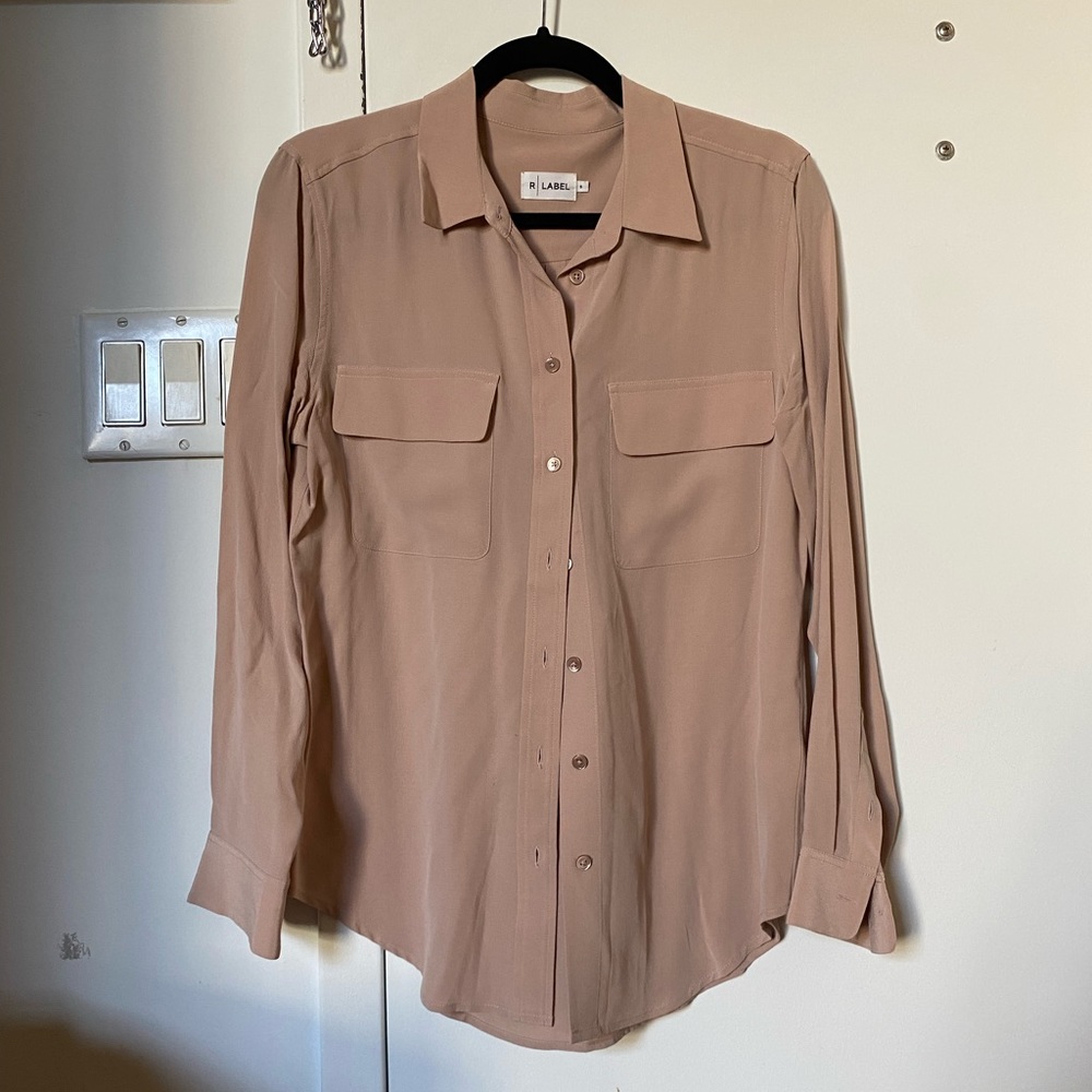 The Reset pocket button shirt 100% silk (S) in burnt rose